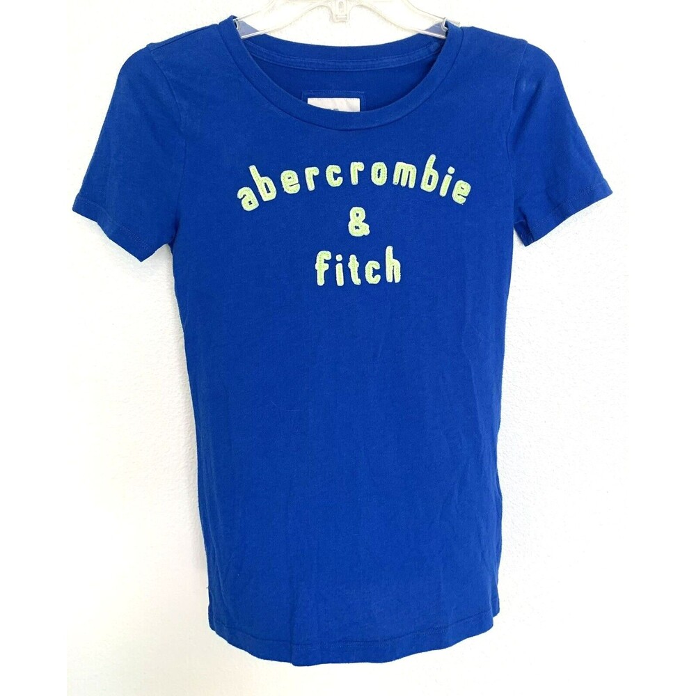 Abercrombie & Fitch Kids T-Shirt Blue Short Sleeve Girls Cotton Blend  XL Y2K